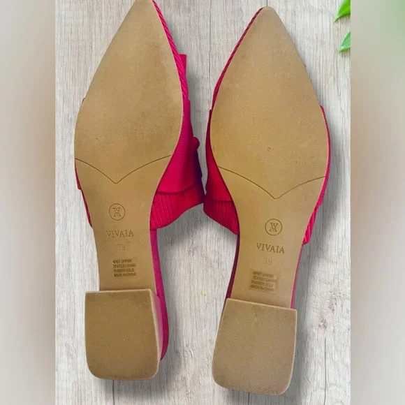 Vivaia Pointed-Toe Bow Knot Yaffa Mule Sandals in Hot Pink Fabric Size EU 39 (8) - Picture 5 of 11